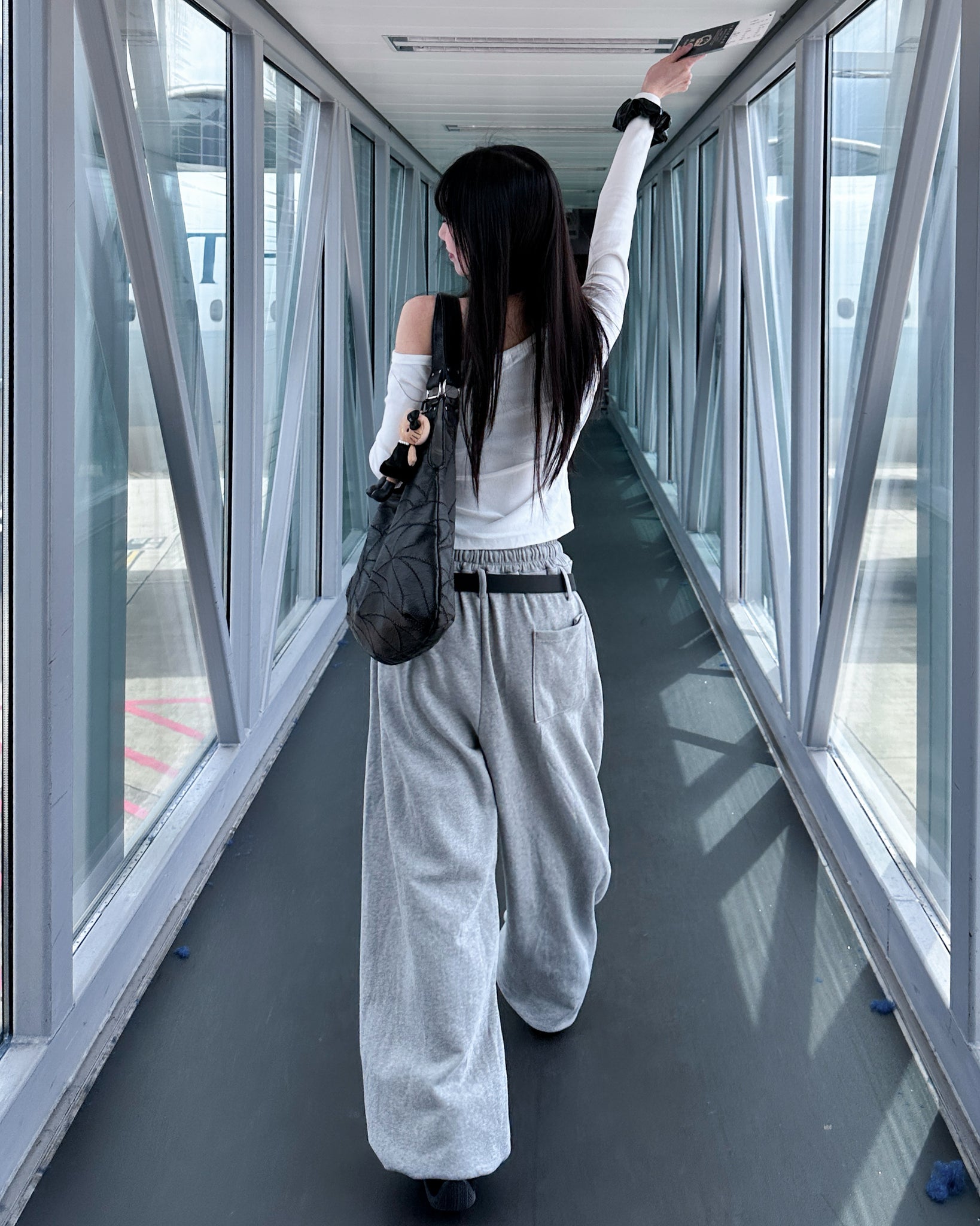 [UNISEX 高個子OK!] 有皮帶位! 可束腳EXTRA WIDE SWEATPANTS/ 1色