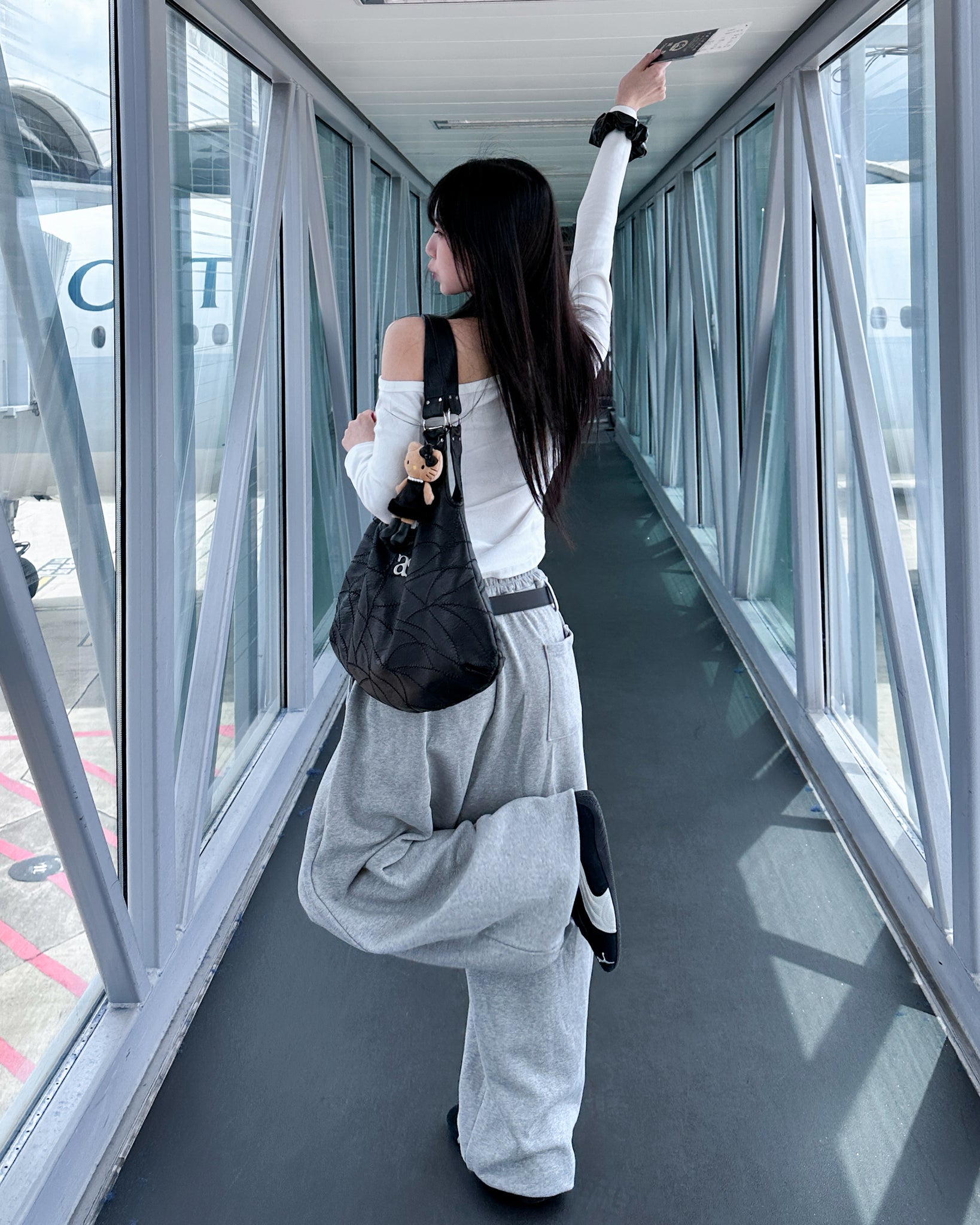 [UNISEX 高個子OK!] 有皮帶位! 可束腳EXTRA WIDE SWEATPANTS/ 1色