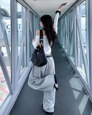 [UNISEX 高個子OK!] 有皮帶位! 可束腳EXTRA WIDE SWEATPANTS/ 1色
