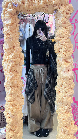 [UNISEX] 假兩件DOUBLE LAYER CHECK PANTS/ 2色
