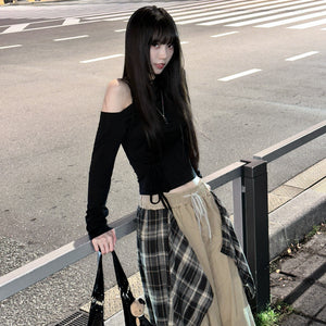 [UNISEX] 假兩件DOUBLE LAYER CHECK PANTS/ 2色