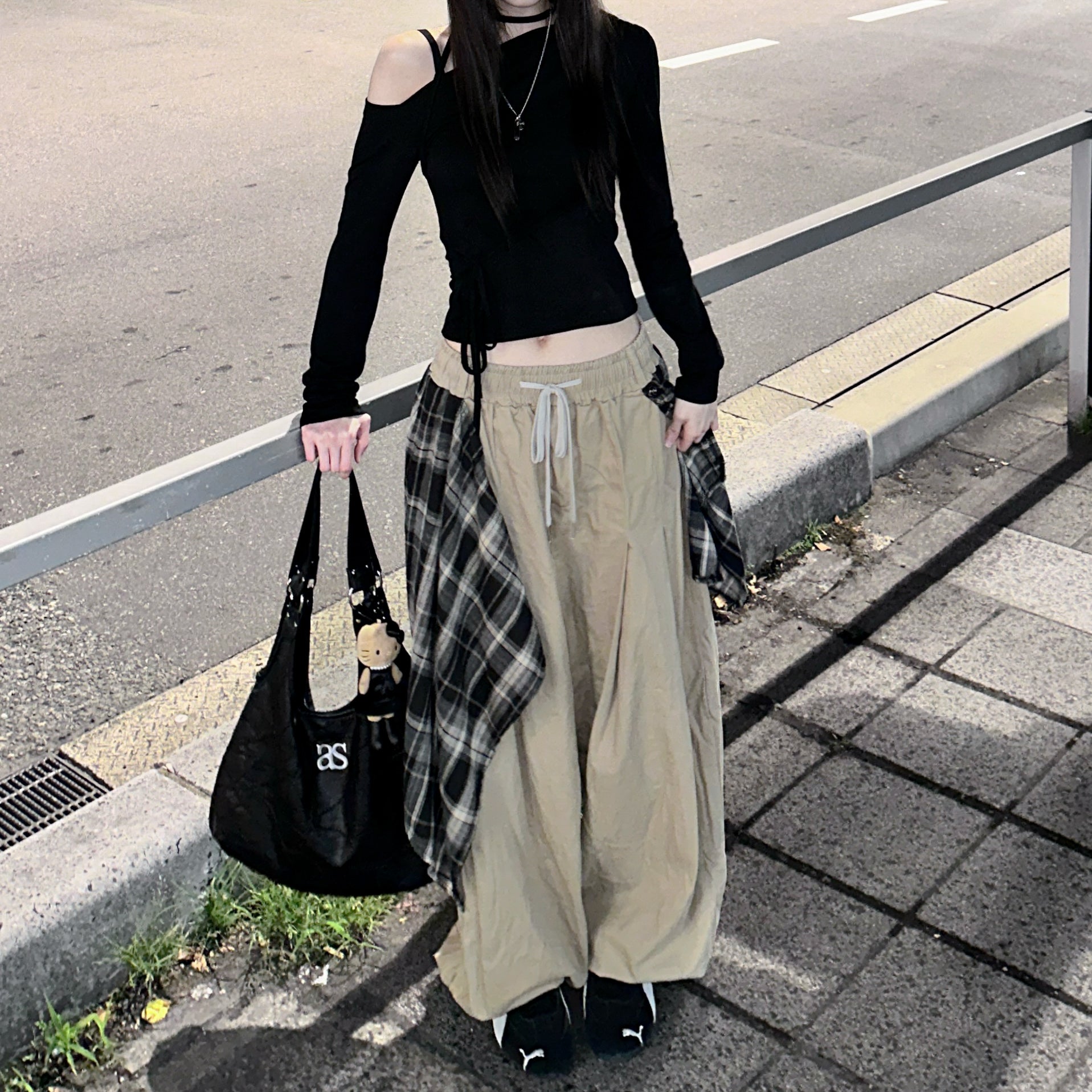 [UNISEX] 假兩件DOUBLE LAYER CHECK PANTS/ 2色