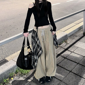 [UNISEX] 假兩件DOUBLE LAYER CHECK PANTS/ 2色