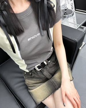 Silver Color Detail Faux Leather Belt/ 1色