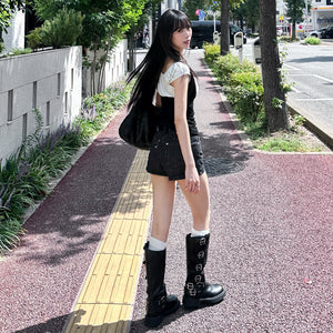 [心心銀釘] STRAIGHT STRIPES SHORTS/ 1色