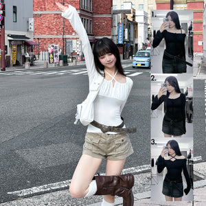 [2WAY] GLORILLA OFF SHOULDER & LONG SLEEVE TOP/ 2色