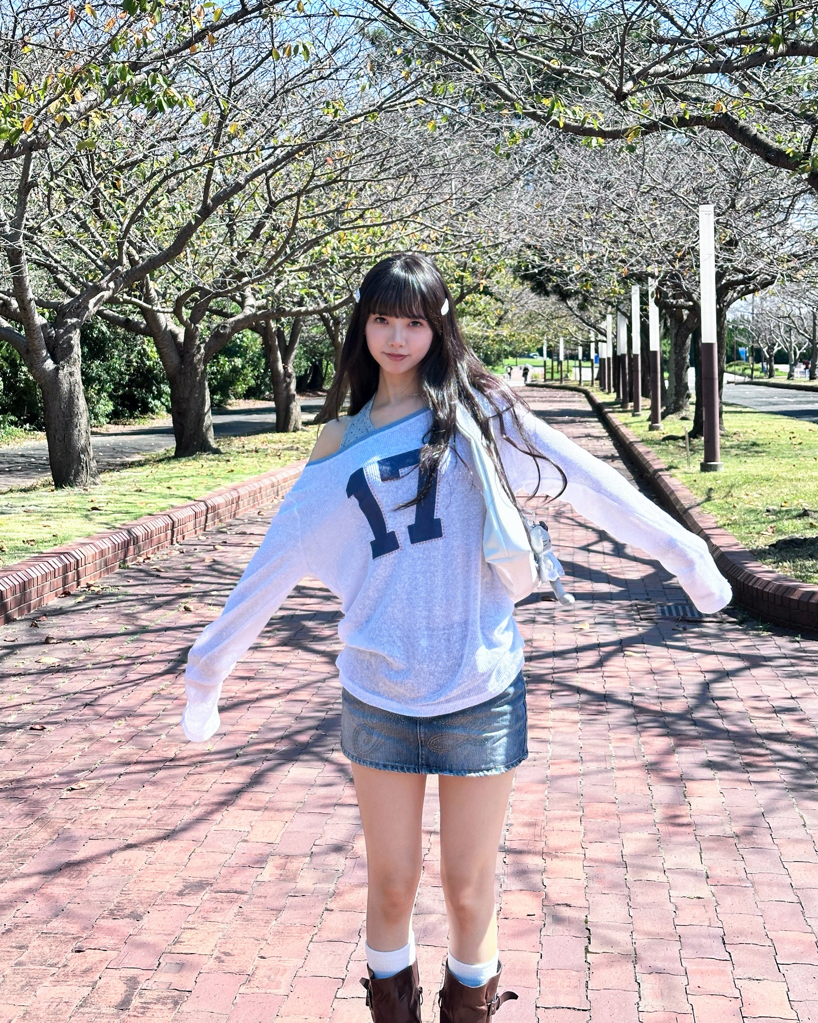 [SET] DOT DOT HALTER TOP LAYERED LONG SLEEVE SET/ 3色