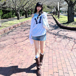 [SET] DOT DOT HALTER TOP LAYERED LONG SLEEVE SET/ 3色