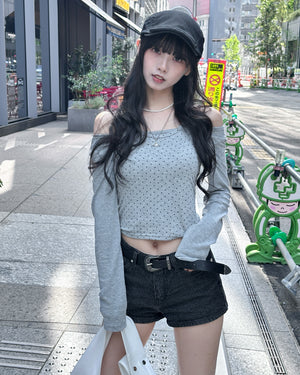 [心心銀釘] STRAIGHT STRIPES SHORTS/ 1色