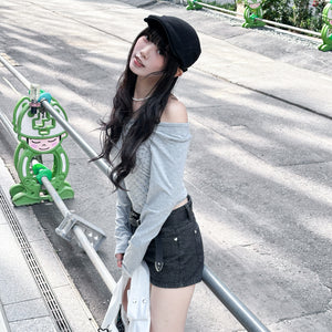 [SET] DOT DOT HALTER TOP LAYERED LONG SLEEVE SET/ 3色