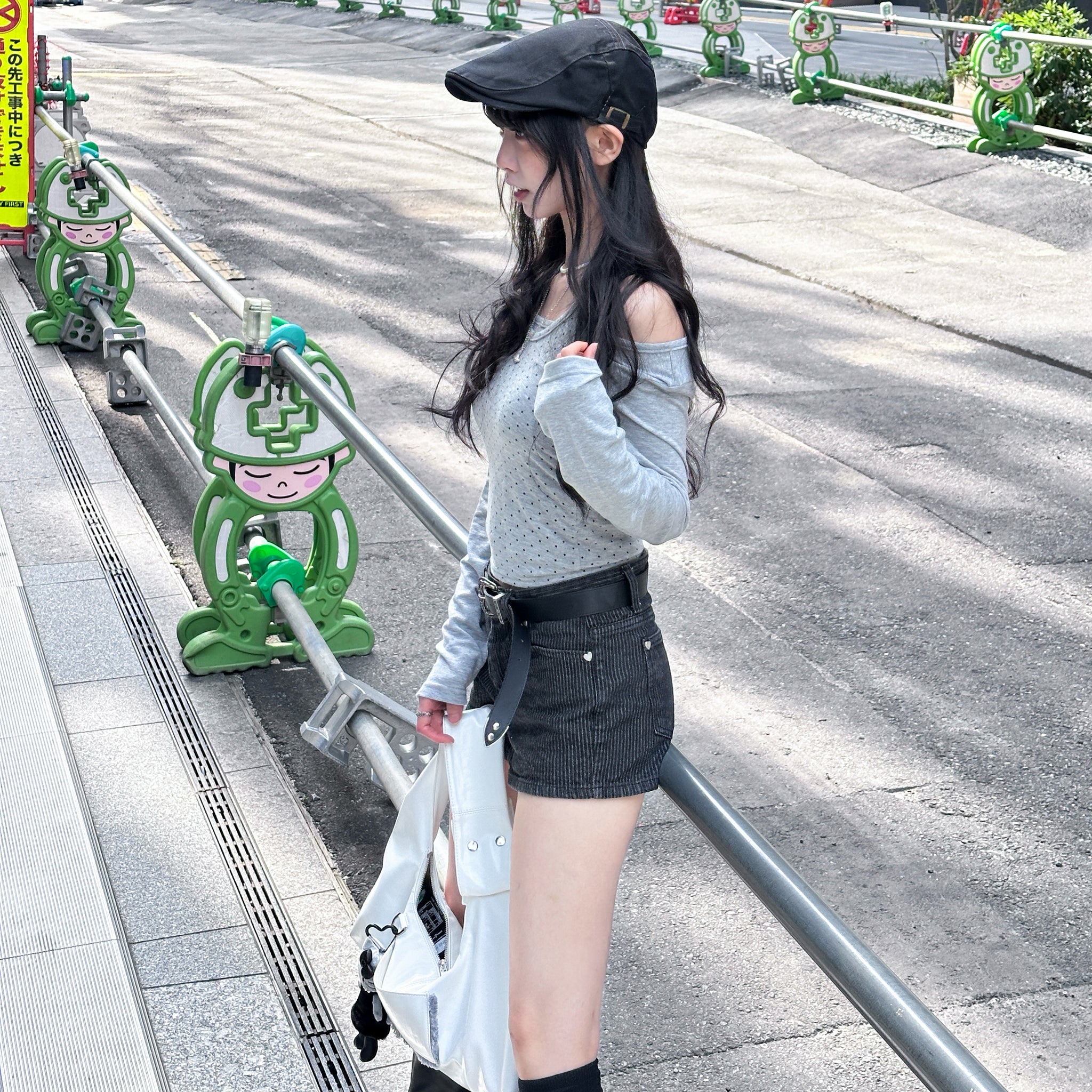 [心心銀釘] STRAIGHT STRIPES SHORTS/ 1色
