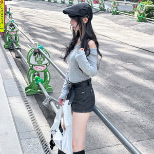 [心心銀釘] STRAIGHT STRIPES SHORTS/ 1色