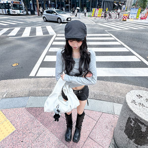 [SET] DOT DOT HALTER TOP LAYERED LONG SLEEVE SET/ 3色
