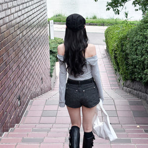 [心心銀釘] STRAIGHT STRIPES SHORTS/ 1色