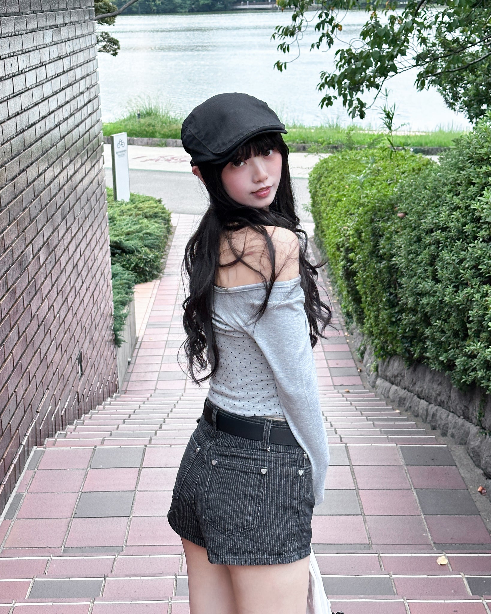 [心心銀釘] STRAIGHT STRIPES SHORTS/ 1色