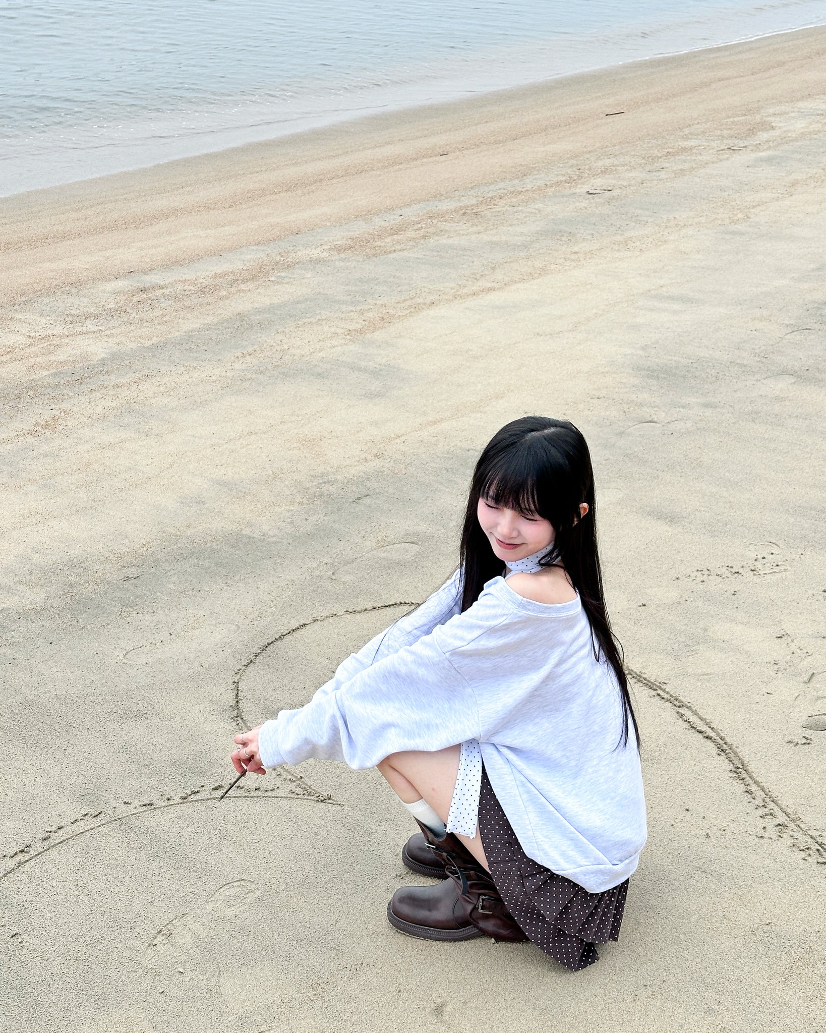 AF BOAT-NECK OFF SHOULDER SWEATSHIRT/ 2色