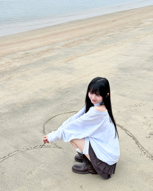 AF BOAT-NECK OFF SHOULDER SWEATSHIRT/ 2色