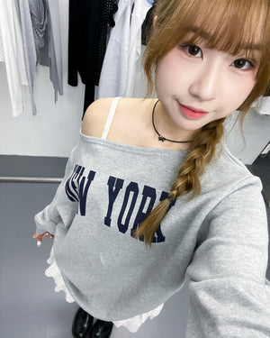 NEW YORK BOAT-NECK OFF SHOULDER SWEATSHIRT/ 1色