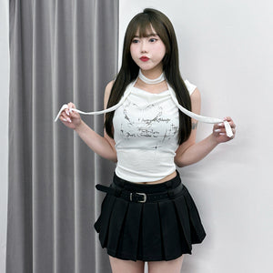[SET] PLEATED SKIRT PANTS WITH BELT/ 1色