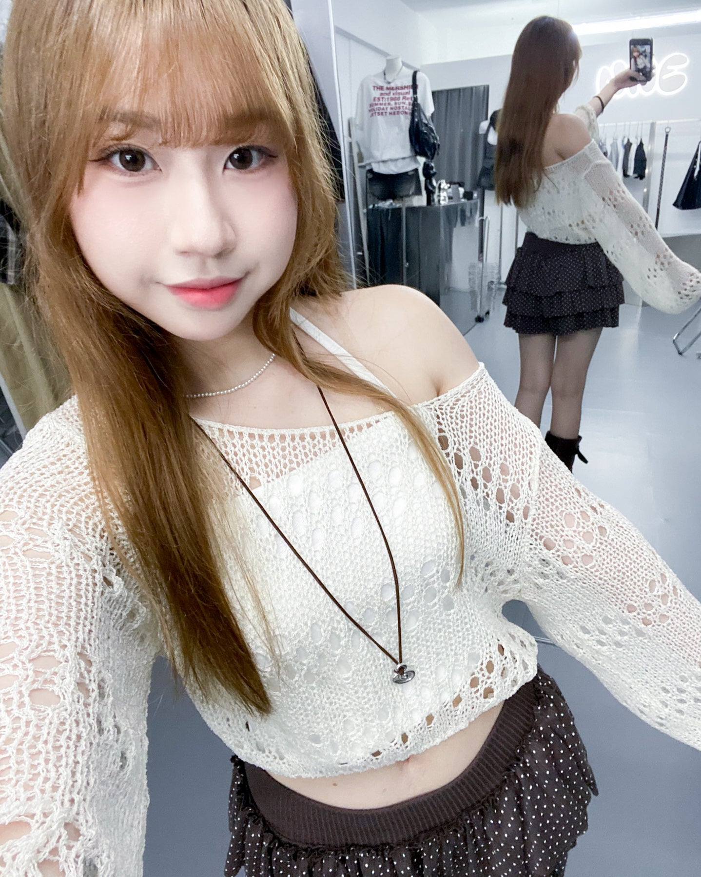 [入秋必選] BOAT-NECK可跌膊鏤空CROP KNIT/ 3色