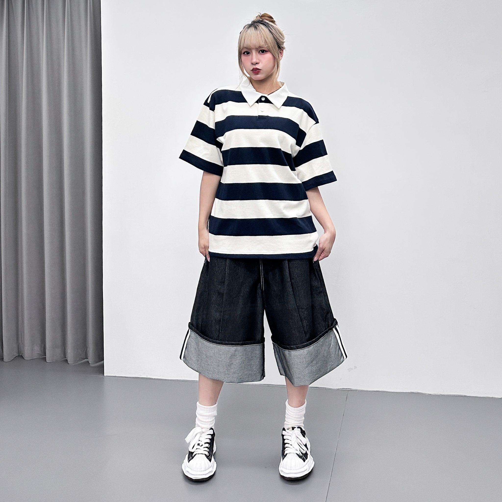 [UNISEX] POLO STRIPE OVERSIZE TEE/ 5色
