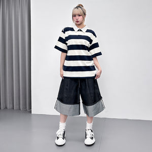 [UNISEX] POLO STRIPE OVERSIZE TEE/ 5色