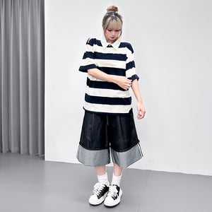 [UNISEX] POLO STRIPE OVERSIZE TEE/ 5色