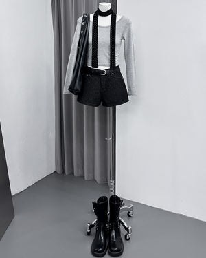 [SET] DOT DOT HALTER TOP LAYERED LONG SLEEVE SET/ 3色