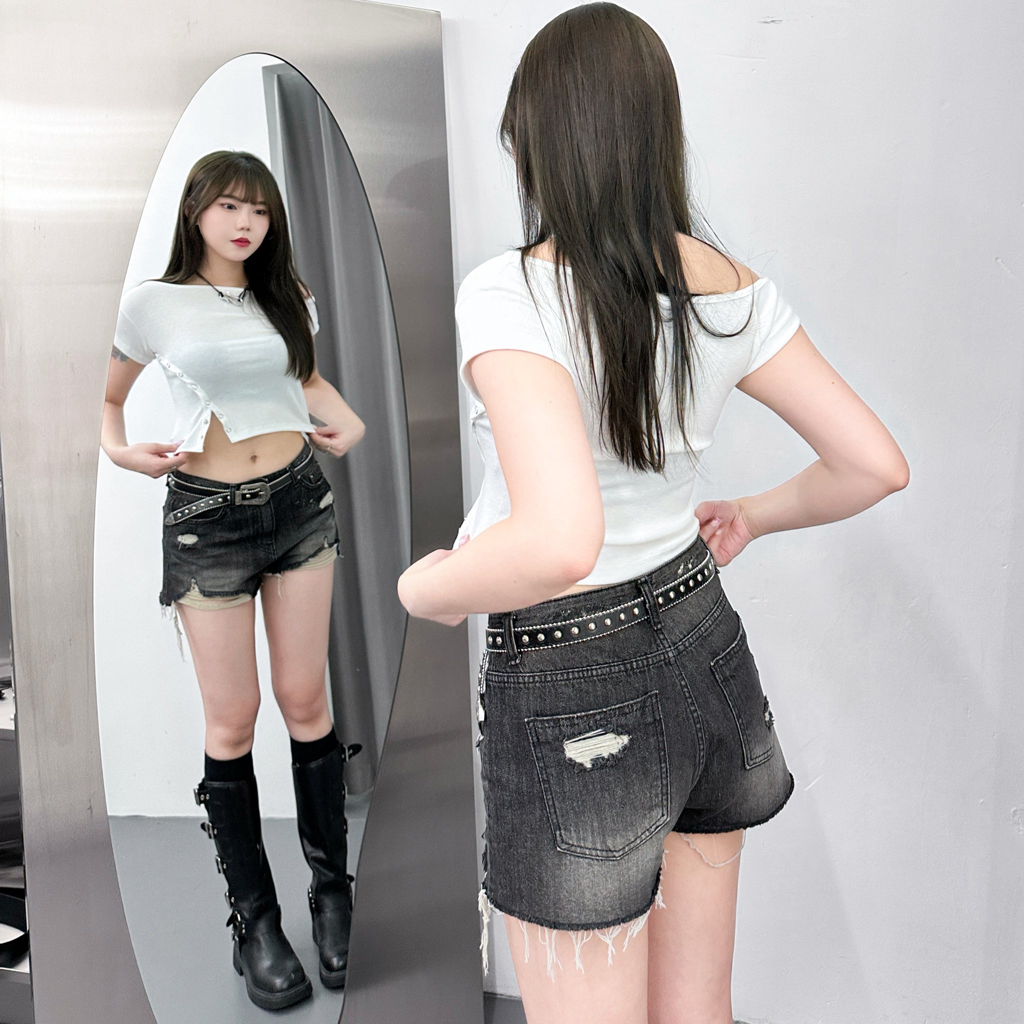 [KARINA同款] DIRTY WORK DIRTY SHORTS/ 2色