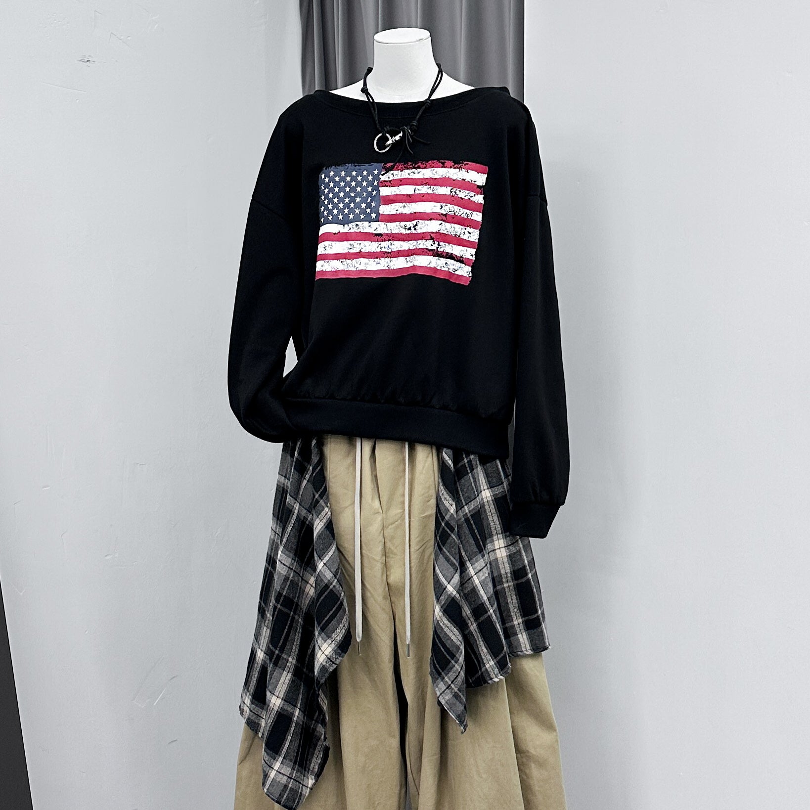 AF BOAT-NECK OFF SHOULDER SWEATSHIRT/ 2色