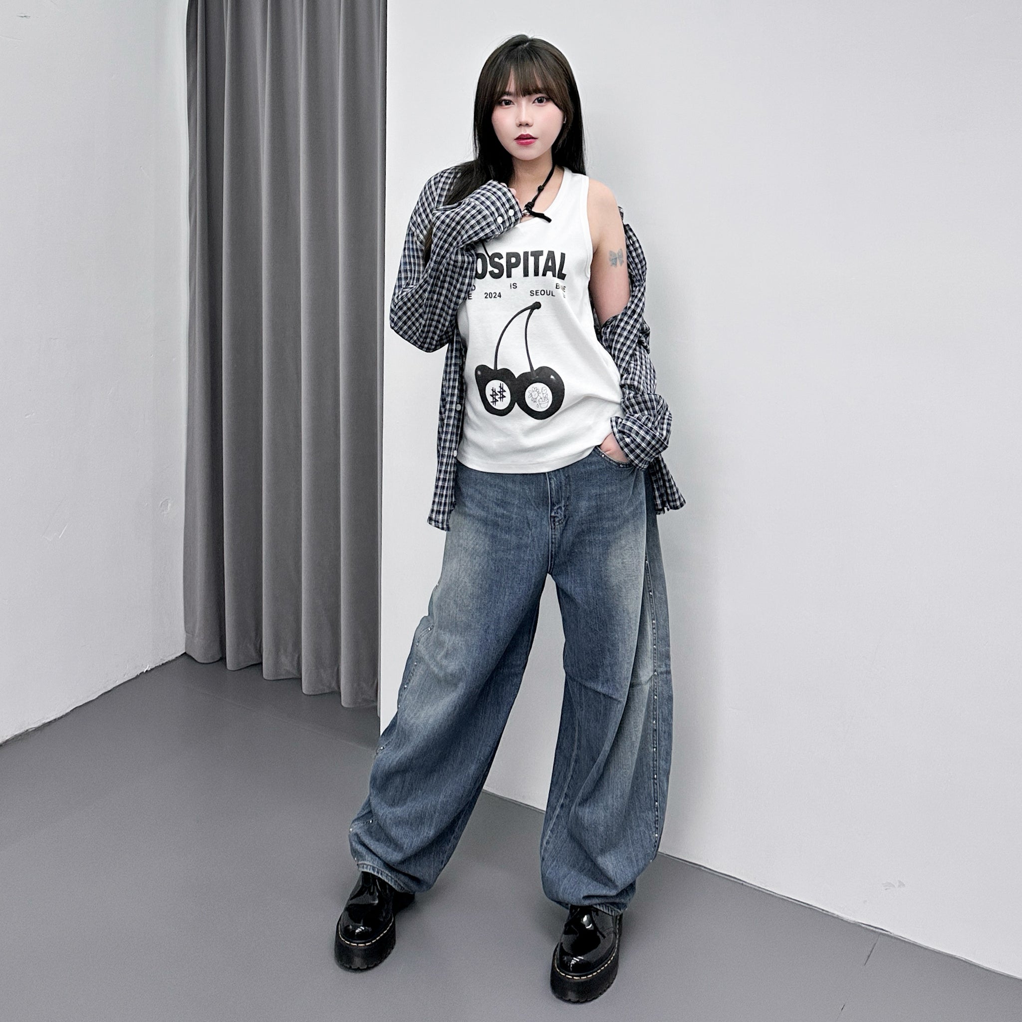 [BEST] SUMMER銀釘SLUB竹節棉輕盈薄款BALLOON DENIM PANTS/ 1色