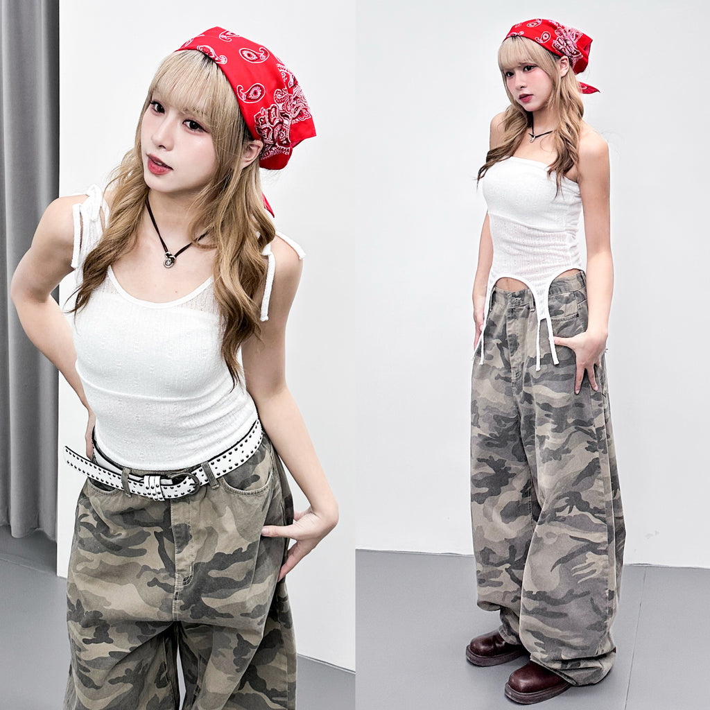 [2WAY: TANK TOP& STRAPLESS CROP TOP]  SEE- THROUGH TOP/ 1色