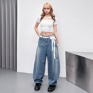 [BEST] SUMMER銀釘SLUB竹節棉輕盈薄款BALLOON DENIM PANTS/ 1色