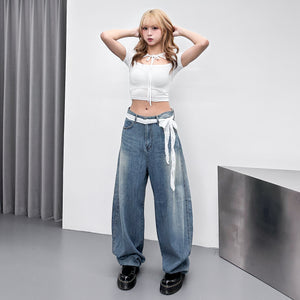 [BEST] SUMMER銀釘SLUB竹節棉輕盈薄款BALLOON DENIM PANTS/ 1色