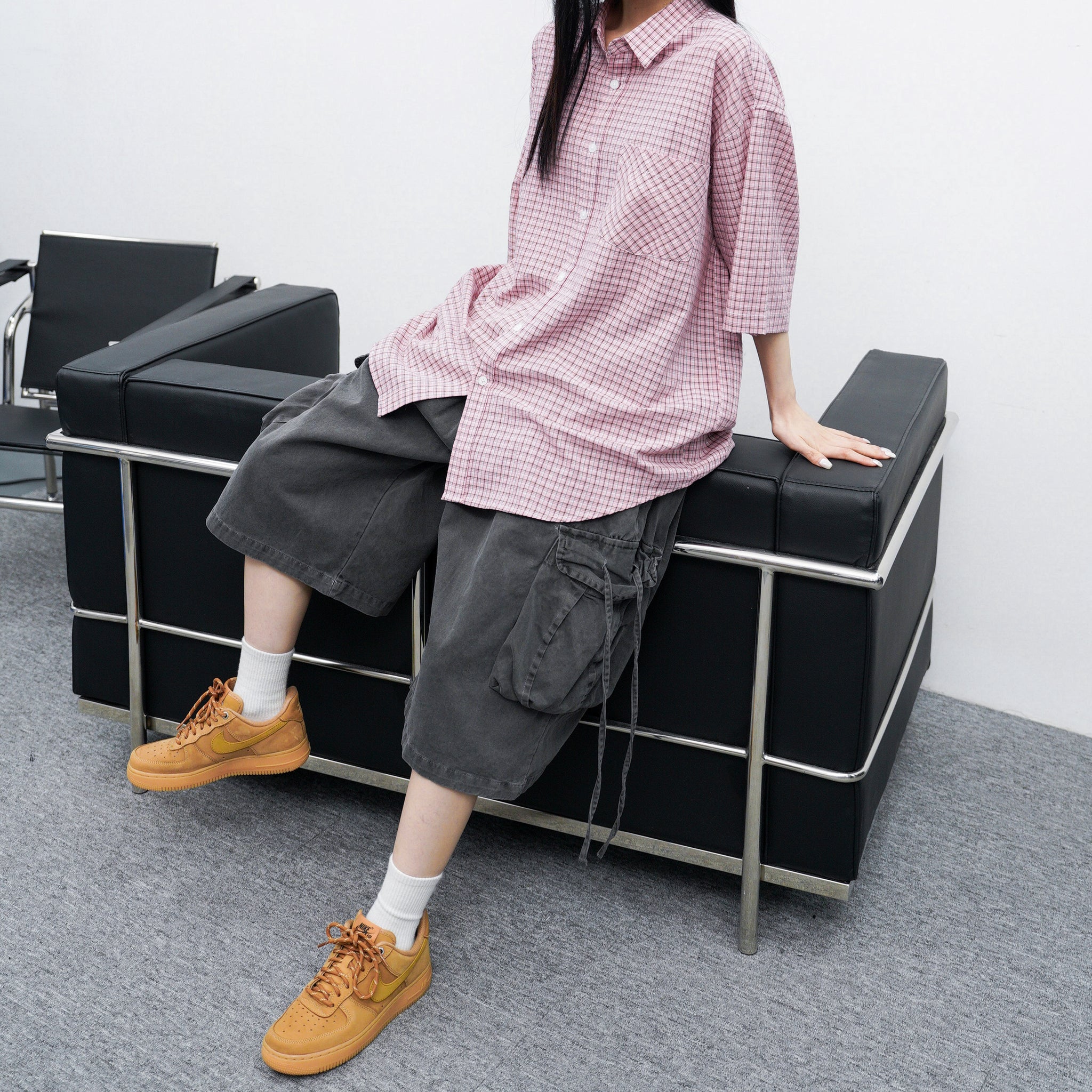 [UNISEX] 水洗BEST STRING CARGO BERMUDA PANTS/ 2色