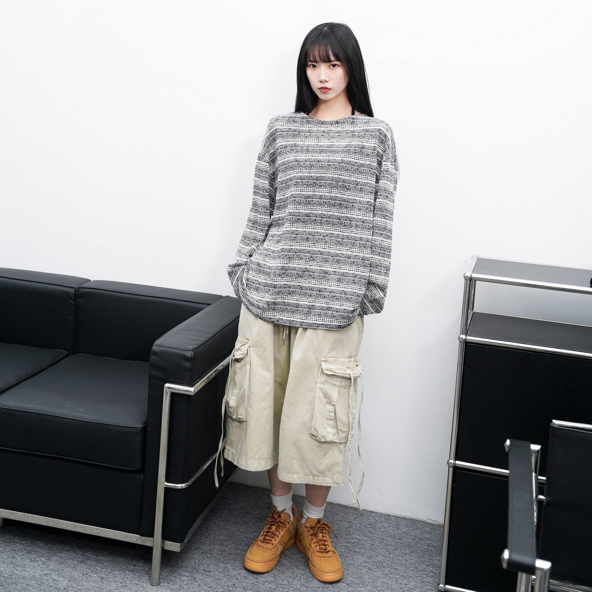 [UNISEX] BEST! 混色橫間微透視長袖/ 2色