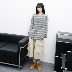 [UNISEX] BEST! 混色橫間微透視長袖/ 2色