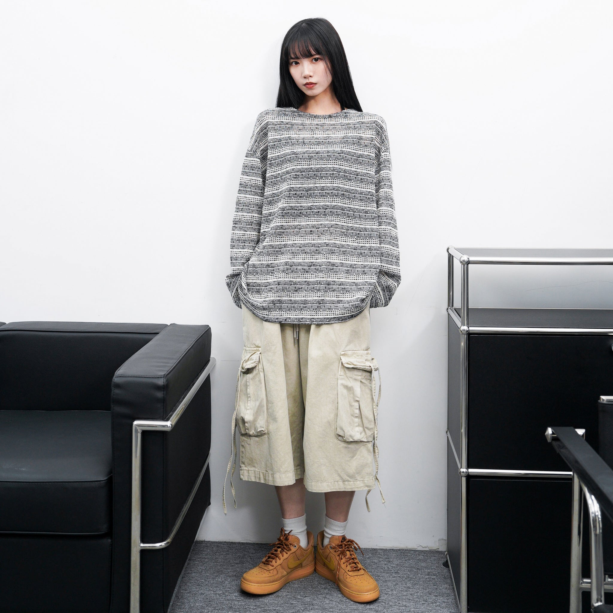 [UNISEX] 水洗BEST STRING CARGO BERMUDA PANTS/ 2色