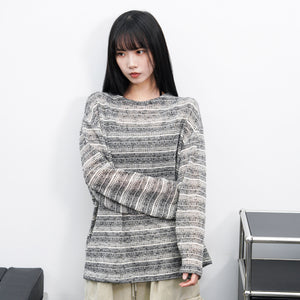 [UNISEX] BEST! 混色橫間微透視長袖/ 2色