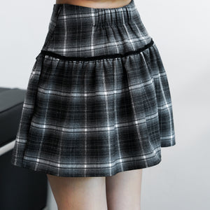 燈芯絨RIBBONS BLACK&WHITE CHECKERED SKIRT/ 1色