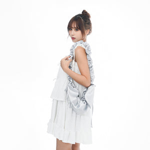 WRINKLE RIBBON STRAP SLEEVELESS DRESS/ 2色