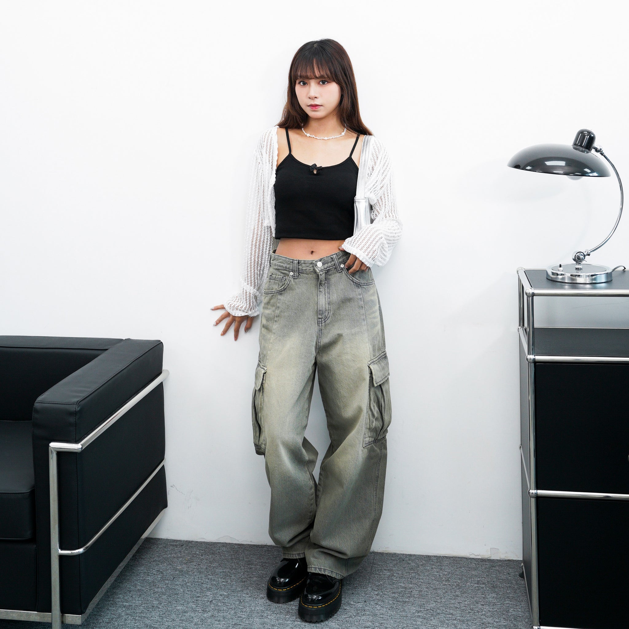 [極高腰] GENE VINTAGE WIDE CARGO DENIM PANTS/ 1色