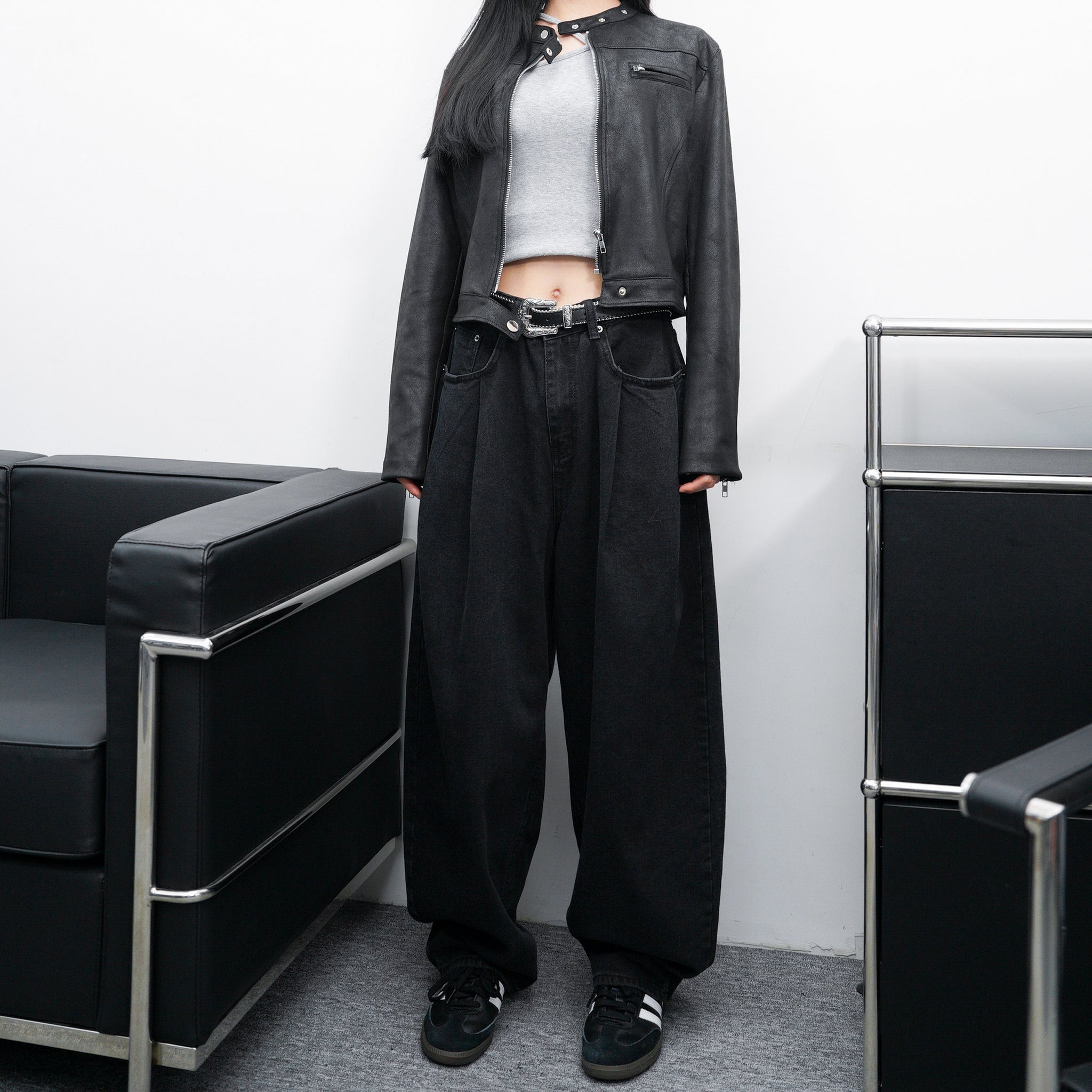 微彈力褲頭&極高腰LOOSE FIT BALLOON DENIM PANTS/ 2色