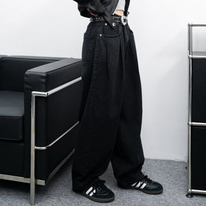 微彈力褲頭&極高腰LOOSE FIT BALLOON DENIM PANTS/ 2色