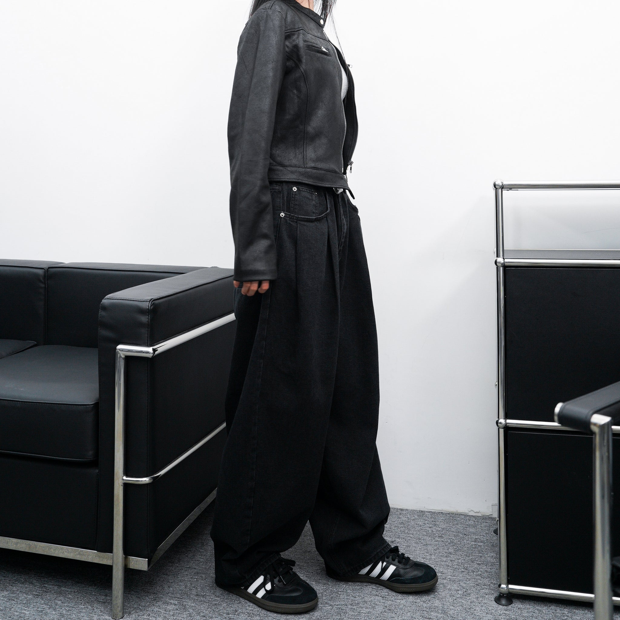 微彈力褲頭&極高腰LOOSE FIT BALLOON DENIM PANTS/ 2色
