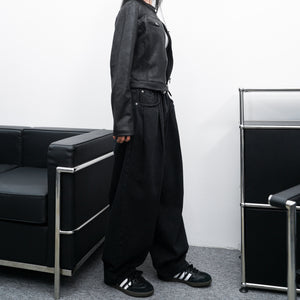 微彈力褲頭&極高腰LOOSE FIT BALLOON DENIM PANTS/ 2色