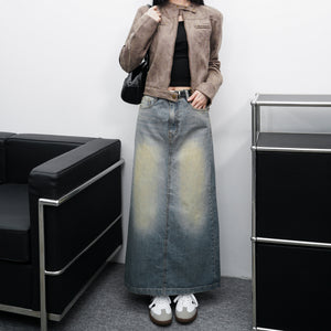 [後開衩] VINTAGE BLUE DENIM LONG SKIRT/ 1色
