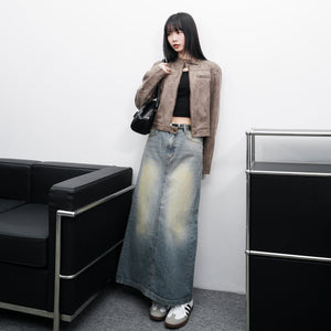 [後開衩] VINTAGE BLUE DENIM LONG SKIRT/ 1色