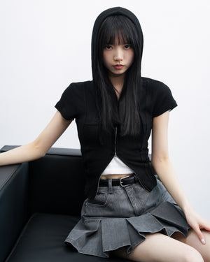[BEST] PIGMENT PLEATED MINI SKIRT BELT SET/ 3色