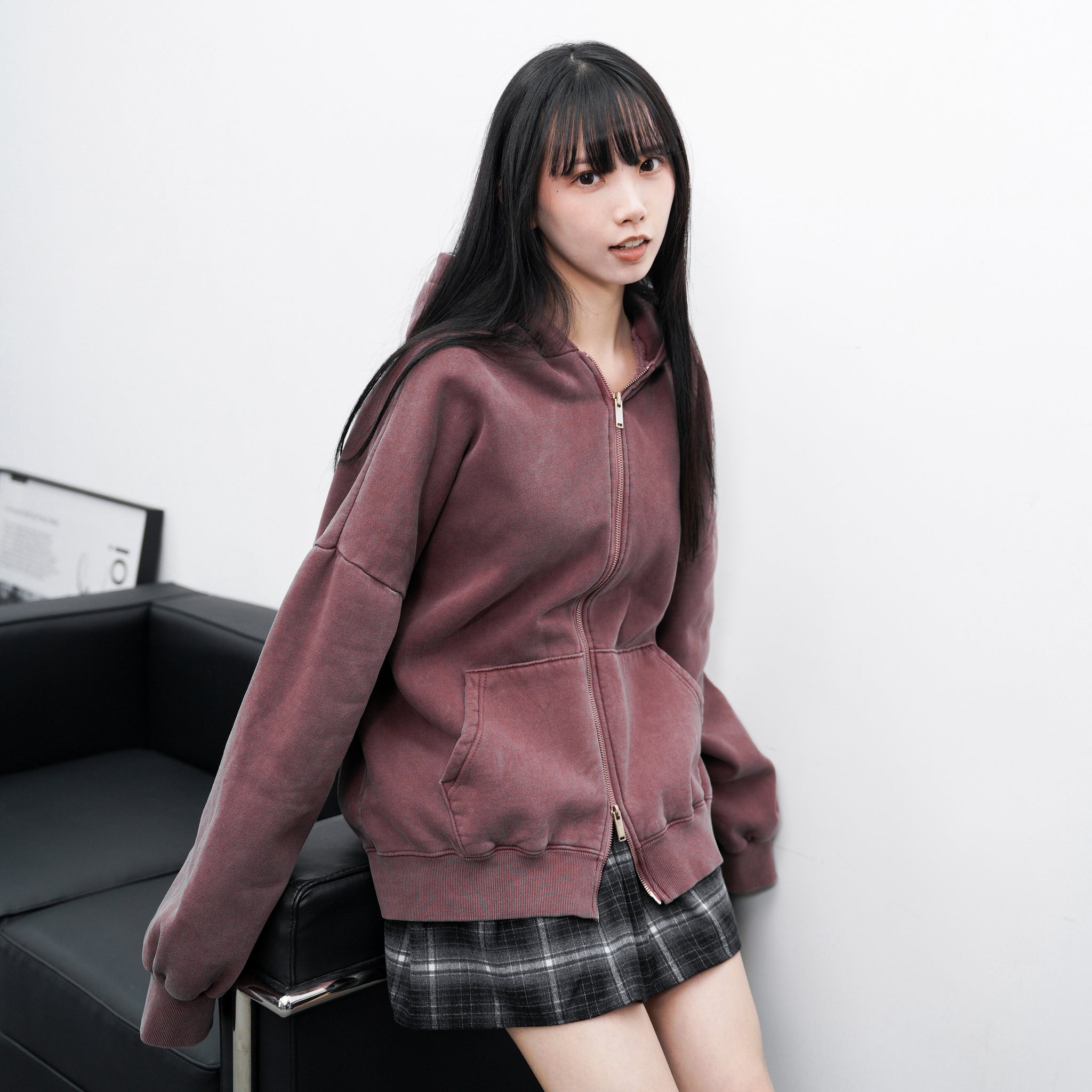 燈芯絨RIBBONS BLACK&WHITE CHECKERED SKIRT/ 1色